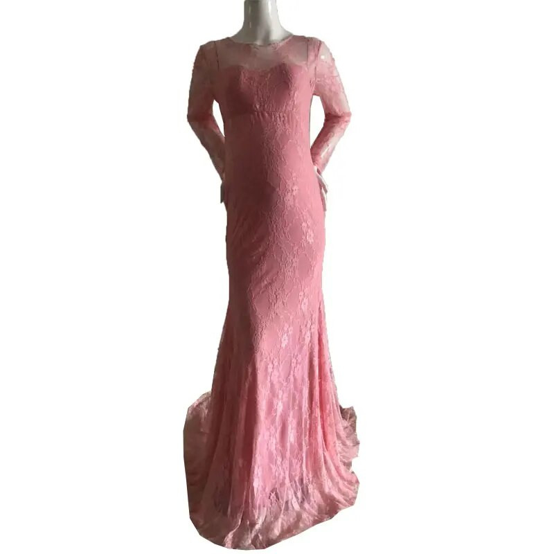 Nėriniuota suknelė, skirta fotosesijai, ilgomis rankovėmis, maksimaliai didelė suknelė, skirta kūdikio vakarėliui. Motinystės rūbai Nėštumo fotografavimo suknelė