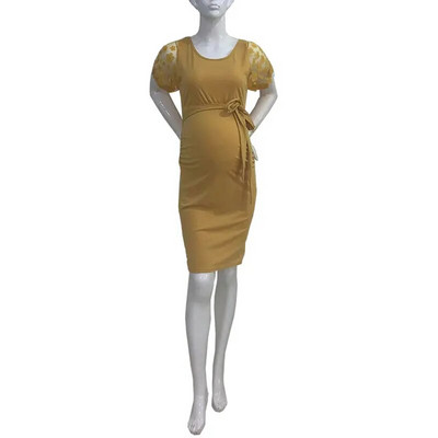 Rasedate fotosessiooni kleidid Lillelise võrguga pikkade varrukatega rasedusfotograafia Midi-kleit Raseduse kehakleit beebiõhtu jaoks