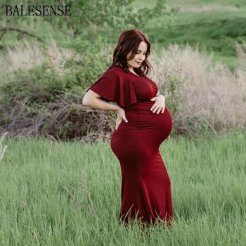 Φορέματα φωτογράφισης εγκυμοσύνης Καλοκαιρινό σέξι V λαιμόκοψη μανίκια μάξι φόρεμα εγκυμοσύνης μωρό ντους για έγκυες γυναίκες