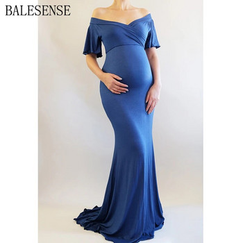 Φορέματα φωτογράφισης εγκυμοσύνης Καλοκαιρινό σέξι V λαιμόκοψη μανίκια μάξι φόρεμα εγκυμοσύνης μωρό ντους για έγκυες γυναίκες