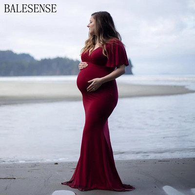 Φορέματα φωτογράφισης εγκυμοσύνης Καλοκαιρινό σέξι V λαιμόκοψη μανίκια μάξι φόρεμα εγκυμοσύνης μωρό ντους για έγκυες γυναίκες