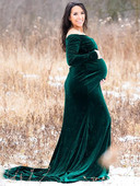 Velveta grūtnieču kleita ar garām pleciem pieguļoša kleita fotosesijai ar garām piedurknēm Grūtniecības fotografēšanas kleita bērnu dušai