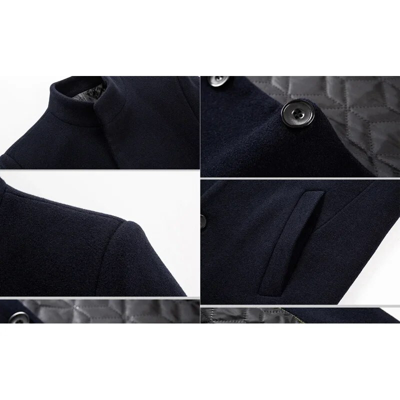 Μακριά μπουφάν BROWON για άντρες 2023 Νέο μονόχρωμο φθινόπωρο και χειμώνα Ανδρικό μάλλινο παλτό Business Casual Windbreaker Men Trench