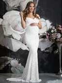 Elegantne čipkaste trudničke haljine za fotografiranje, haljina s otvorenim ramenima i kratkim rukavima za trudničke zabave, duga haljina za trudnice za Baby Shower