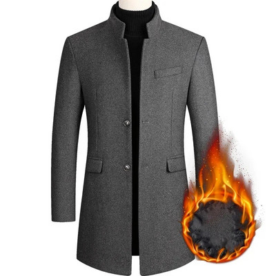 BROWON Business Casual Trench Coat Ανδρικό ανδρικό παλτό μονόχρωμο χειμερινό παλτό κινέζικου στυλ 2023 Φθινοπωρινό και χειμερινό μάλλινο παλτό για άνδρες