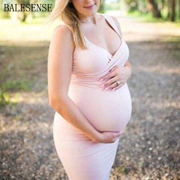 Φορέματα μάξι εγκυμοσύνης για φωτογράφιση σέξι V λαιμόκοψη Αμάνικο μακρύ φόρεμα φωτογραφίας εγκυμοσύνης Έγκυες γυναίκες Βρεφικά ρούχα ντους
