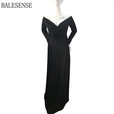 Rasedate õlgadeta kleit beebiõhtul fotorekvisiitide kleit rasedatele naiste pikkade varrukatega maxi raseduskleit fotosessiooniks