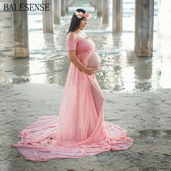 Разделени предни рокли за бременни Фотосесия Рокли за бременни жени без рамене Снимка на бременни Макси рокли за фотография