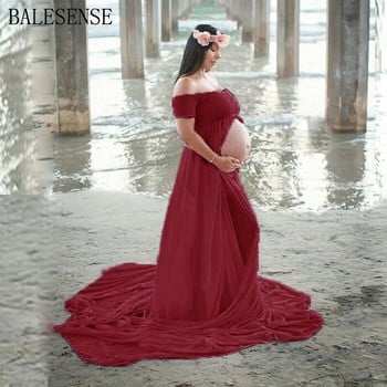 Разделени предни рокли за бременни Фотосесия Рокли за бременни жени без рамене Снимка на бременни Макси рокли за фотография