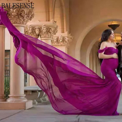 Grūtnieču kleitas fotogrāfijām Vasaras Grūtniecības mežģīnes Šifons Seksīga pie pleciem fotografēšanas kleita Grūtniecēm Dušas Maxi Kleita