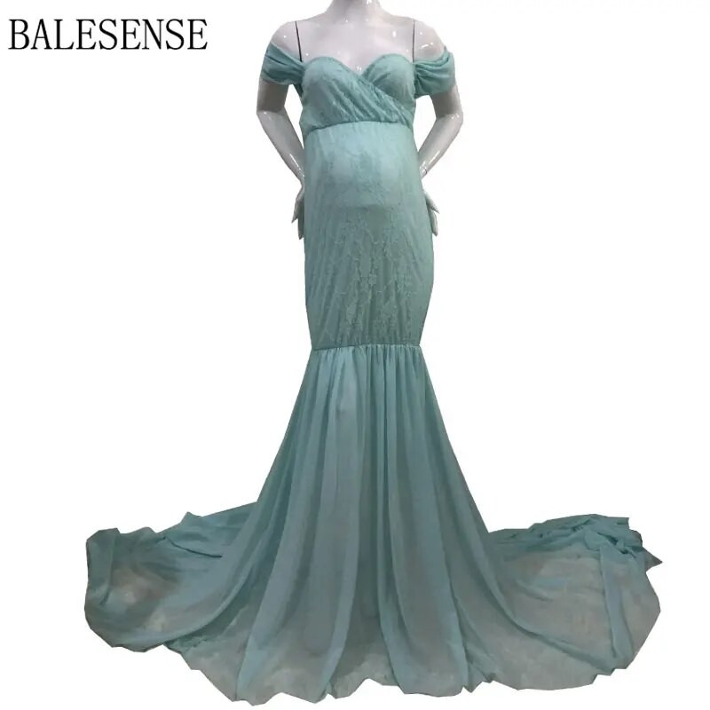 Grūtnieču kleitas fotogrāfijām Vasaras Grūtniecības mežģīnes Šifons Seksīga pie pleciem fotografēšanas kleita Grūtniecēm Dušas Maxi Kleita