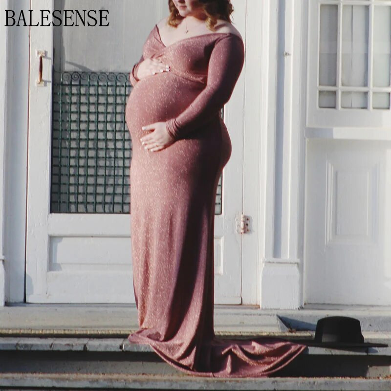 Litritega rasedakleidid fotosessiooniks, pikkade varrukatega õlgadeta, õhukese kehaga maxi kleit raseduskleit fotograafia jaoks beebi dušš