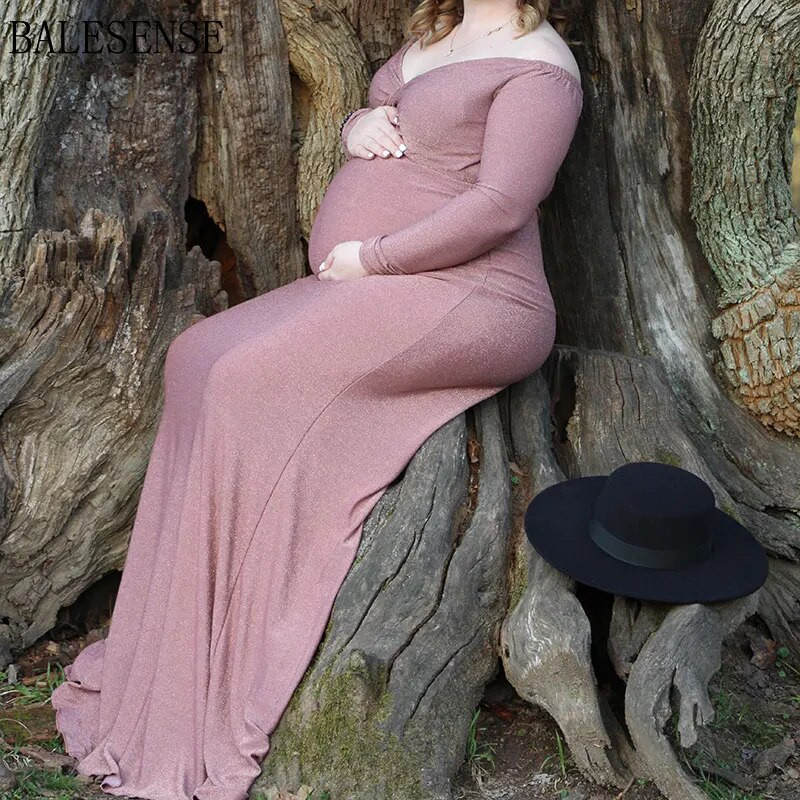 Litritega rasedakleidid fotosessiooniks, pikkade varrukatega õlgadeta, õhukese kehaga maxi kleit raseduskleit fotograafia jaoks beebi dušš