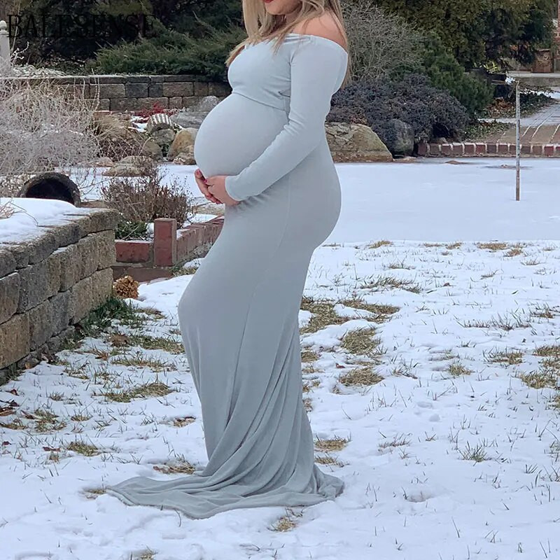 Litritega rasedakleidid fotosessiooniks, pikkade varrukatega õlgadeta, õhukese kehaga maxi kleit raseduskleit fotograafia jaoks beebi dušš