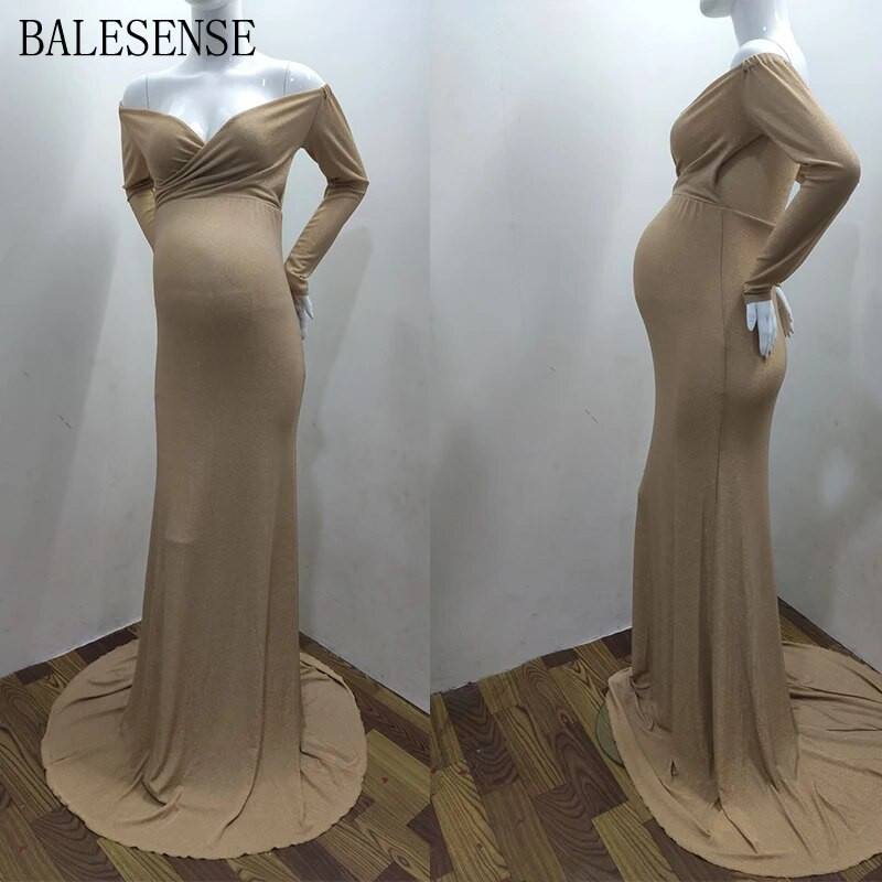 Litritega rasedakleidid fotosessiooniks, pikkade varrukatega õlgadeta, õhukese kehaga maxi kleit raseduskleit fotograafia jaoks beebi dušš