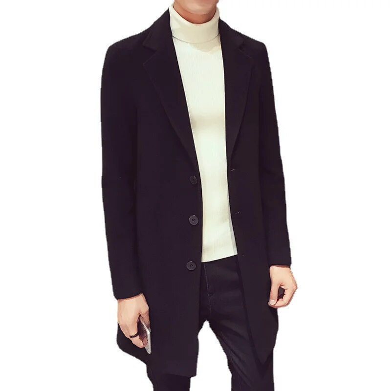 Καμπαρντίνες για Ανδρικά Πανωφόρια Μάλλινα Μείγματα Business Trench Μακριά Μπουφάν Ανδρικό Πανωφόρι Leisure Ανδρική Εφαρμογή Παλτό Μπουφάν 5XL