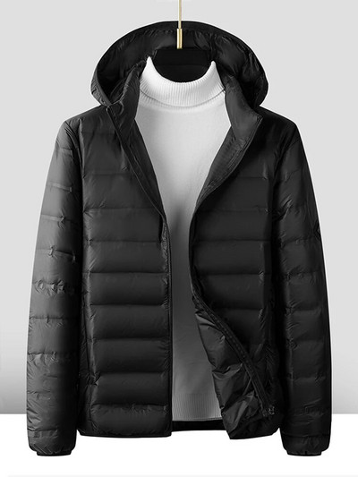 80% valge pardiulle polsterdatud talvejope meeste 2023 uus kerge kapuutsiga tuulejakk vabaaja soe jope, suur suurus 8XL