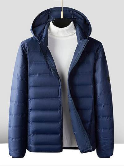 80% valge pardiulle polsterdatud talvejope meeste 2023 uus kerge kapuutsiga tuulejakk vabaaja soe jope, suur suurus 8XL