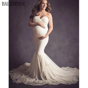 Макси рокли за бременни за фотосесия Секси рокля за бременни снимки без рамене Дрехи за бременни жени за Baby Shower