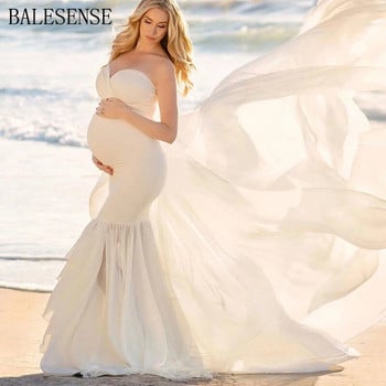 Макси рокли за бременни за фотосесия Секси рокля за бременни снимки без рамене Дрехи за бременни жени за Baby Shower