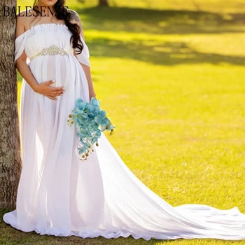 Рокли за бременни за фотосесия Секси с отворени рамена за бременни, дълга дълга рокля от шифон, макси рокля, рокля за бременни снимки