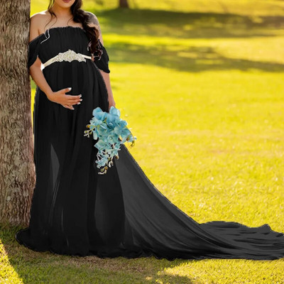 Rasedate kleidid fotosessiooniks Seksikas õlgadeta rasedatele pikk seljakleit Šifoonist maxi kleit rasedusfotograafia kleit