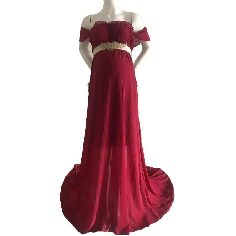 Rasedate kleidid fotosessiooniks Seksikas õlgadeta rasedatele pikk seljakleit Šifoonist maxi kleit rasedusfotograafia kleit