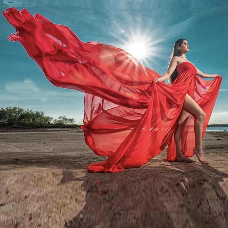 Rasedate fotograafia kleidid õlgadeta, pikk šifoonist kleit, eest poolitatud pulmakleit, beebidušš, rasedus, maxi fotosessioonikleit