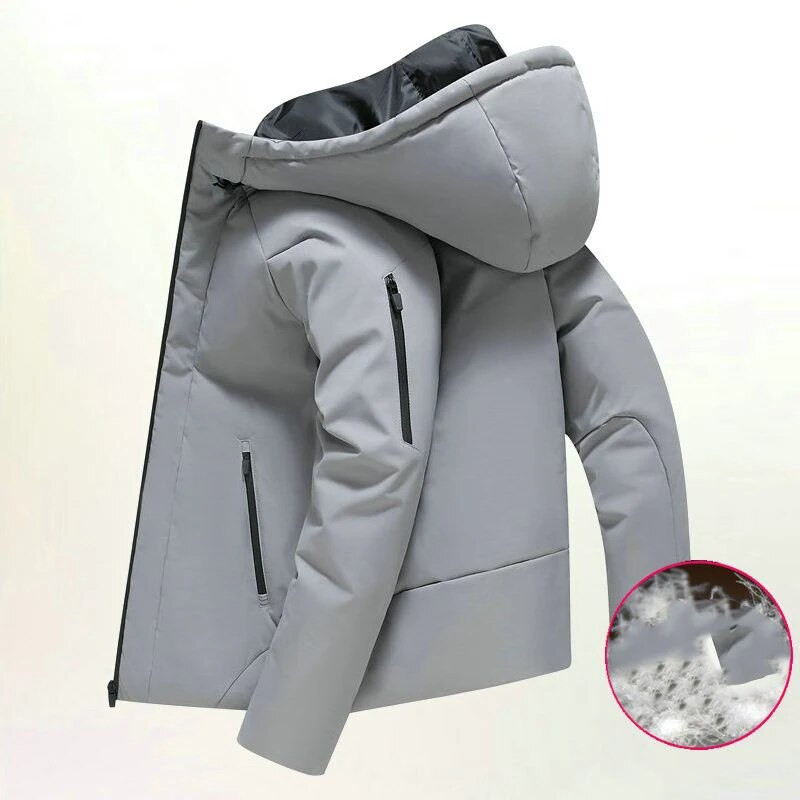 Χοντρό ανδρικό παλτό Πρωτότυπο υψηλής ποιότητας Νέο θερμαινόμενο πουπουλένιο παλτό Ανδρικά μπουφάν Ευρώπη White Duck Down Ανδρικό χειμερινό παλτό Κοντό μπουφάν Αγγλικά