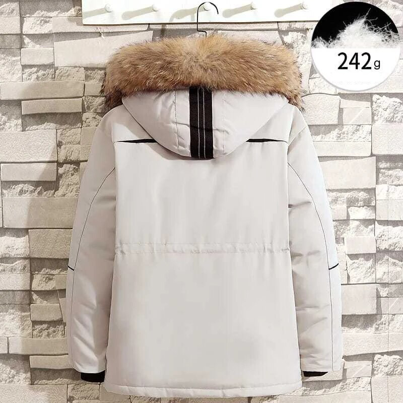 Ανδρικό κρύο παλτό εξωτερικού χώρου για χειμερινά ρούχα εργασίας με λευκή πάπια πουπουλένια μπουφάν Κοντά πουπουλένια μπουφάν Μακρύ μοτίβο εντατικοποίησης με πούπουλα Ανδρικά