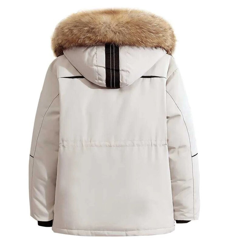 Ανδρικό κρύο παλτό εξωτερικού χώρου για χειμερινά ρούχα εργασίας με λευκή πάπια πουπουλένια μπουφάν Κοντά πουπουλένια μπουφάν Μακρύ μοτίβο εντατικοποίησης με πούπουλα Ανδρικά