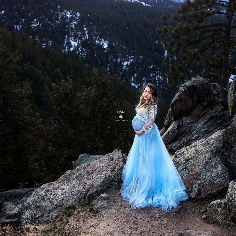 Φωτογράφιση εγκυμοσύνης Μακρύ φόρεμα από τούλι Φωτογράφηση εγκυμοσύνης Μάξι φόρεμα από τούλι