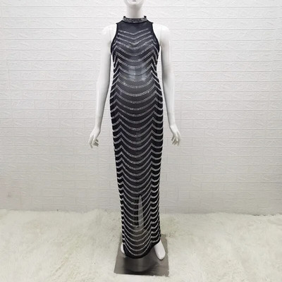 Päitsed Rhinestone`ist rasedusfotograafia kleidid, kristallist venivad kõhnad, varrukateta rasedate fotosessioonid, pikk kleit