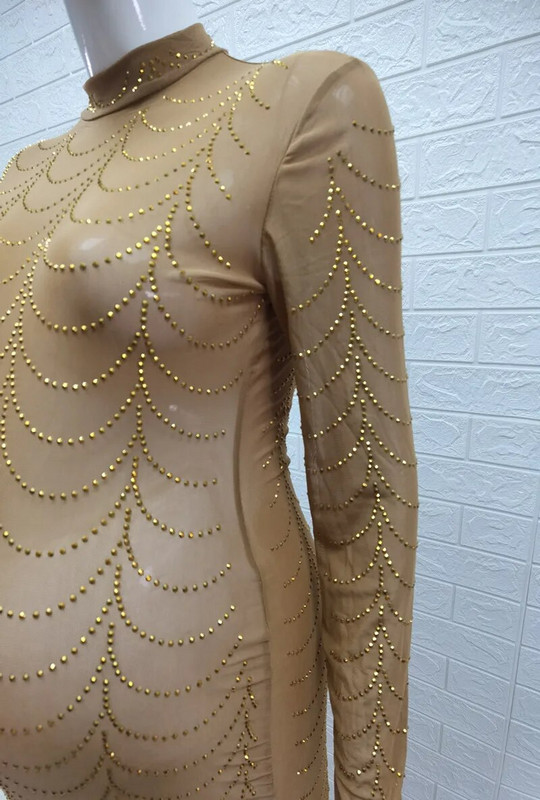 Rhinestone Strechy φορέματα φωτογραφίας εγκυμοσύνης Ολόσωμο μανίκι κρύσταλλο φόρεμα φωτογραφίας εγκυμοσύνης