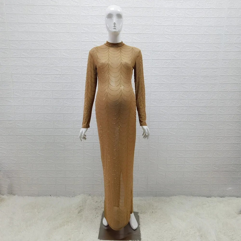 Rhinestone Strechy φορέματα φωτογραφίας εγκυμοσύνης Ολόσωμο μανίκι κρύσταλλο φόρεμα φωτογραφίας εγκυμοσύνης