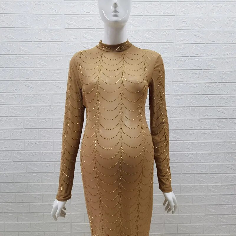 Rhinestone Strechy φορέματα φωτογραφίας εγκυμοσύνης Ολόσωμο μανίκι κρύσταλλο φόρεμα φωτογραφίας εγκυμοσύνης