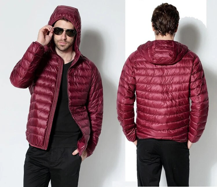 2022. gada ziemas īpaši viegls vīriešu, 90% balta pīļu dūnu jaka Ziemas pīļu dūnu mētelis, ūdensizturīgs dūnu parkas virsdrēbes MA175