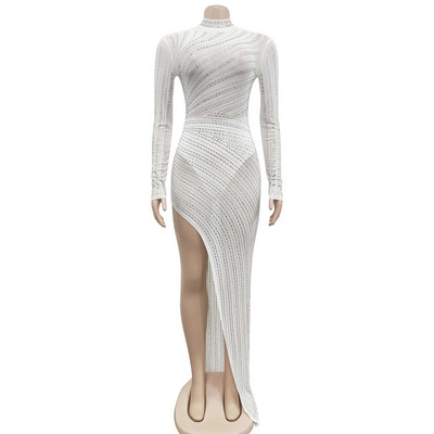 Küljed Lõikega Rhinestone`i rasedate fotosessioonide pikk kleit pikkade varrukatega särav kristallidega raseda naise fotograafia kleit