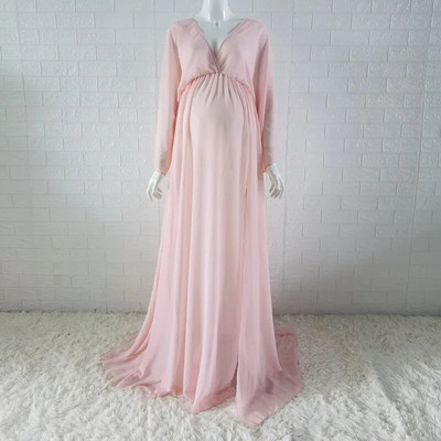 Valge sifonki Boho rasedate naiste fotograafia pikad kleidid läbi raseduse fotosessiooni Boheemlik kleit