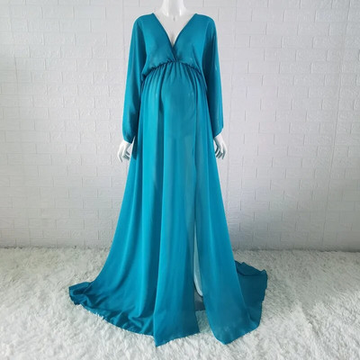 Valge sifonki Boho rasedate naiste fotograafia pikad kleidid läbi raseduse fotosessiooni Boheemlik kleit