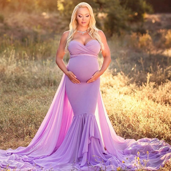 Рокля за снимки на бременни с дълга наметка Sweet Heart Jersey Stetchy Рокля за фотосесия за бременни, подходяща за бебешка рокля