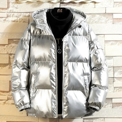 Šiltas paltas Vyriški tvirti šviesą atspindintys vyriški žieminiai striukės ir paltai Viršutiniai drabužiai Stori vyriški drabužiai Vėjo striukė Hiphopo gatvės apranga