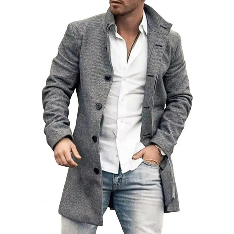 Vienkāršs Trench Coat Apkakle Slim Temperament Silts Kabatas Trenčs