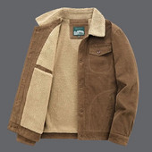 Augstas kvalitātes 2023. gada jaka vīriešu ziemas plīša jaka velveta darba apģērbs ikdienas biezināta īsa vienkrāsaina kokvilnas jaka