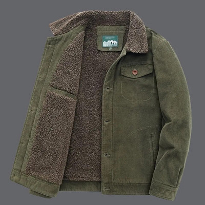 Augstas kvalitātes 2023. gada jaka vīriešu ziemas plīša jaka velveta darba apģērbs ikdienas biezināta īsa vienkrāsaina kokvilnas jaka