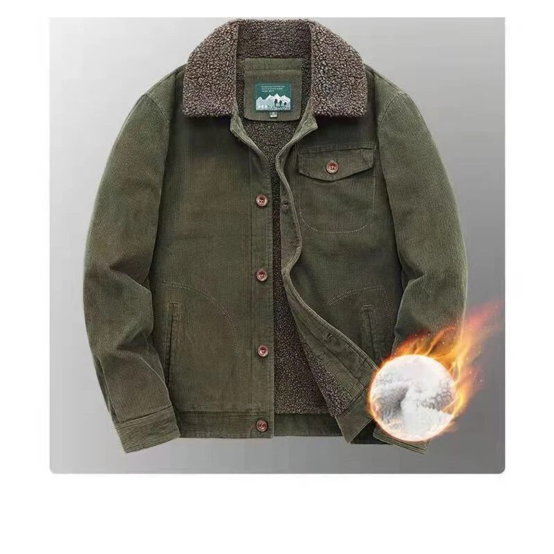 Augstas kvalitātes 2023. gada jaka vīriešu ziemas plīša jaka velveta darba apģērbs ikdienas biezināta īsa vienkrāsaina kokvilnas jaka