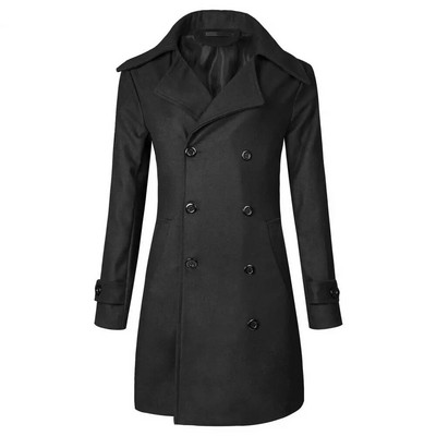 Kaherealine Trench-mantel meeste tuulejope Tuulekindel pikk jakk meeste sügistalvine manteau homme пальто мужское