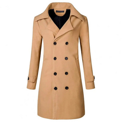 Kaherealine Trench-mantel meeste tuulejope Tuulekindel pikk jakk meeste sügistalvine manteau homme пальто мужское