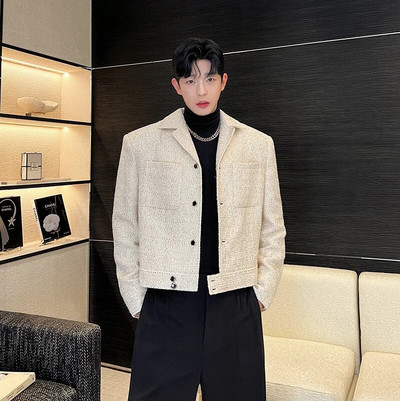 Ανδρικό κοντό σακάκι NOYMEI Temperament All-match Sqeuins φθινόπωρο Χειμώνας 2024 Νέο μοντέρνο κορεάτικο κοστούμι με μαύρο πέτο σακάκι WA2626