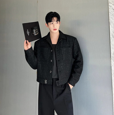 Ανδρικό κοντό σακάκι NOYMEI Temperament All-match Sqeuins φθινόπωρο Χειμώνας 2024 Νέο μοντέρνο κορεάτικο κοστούμι με μαύρο πέτο σακάκι WA2626